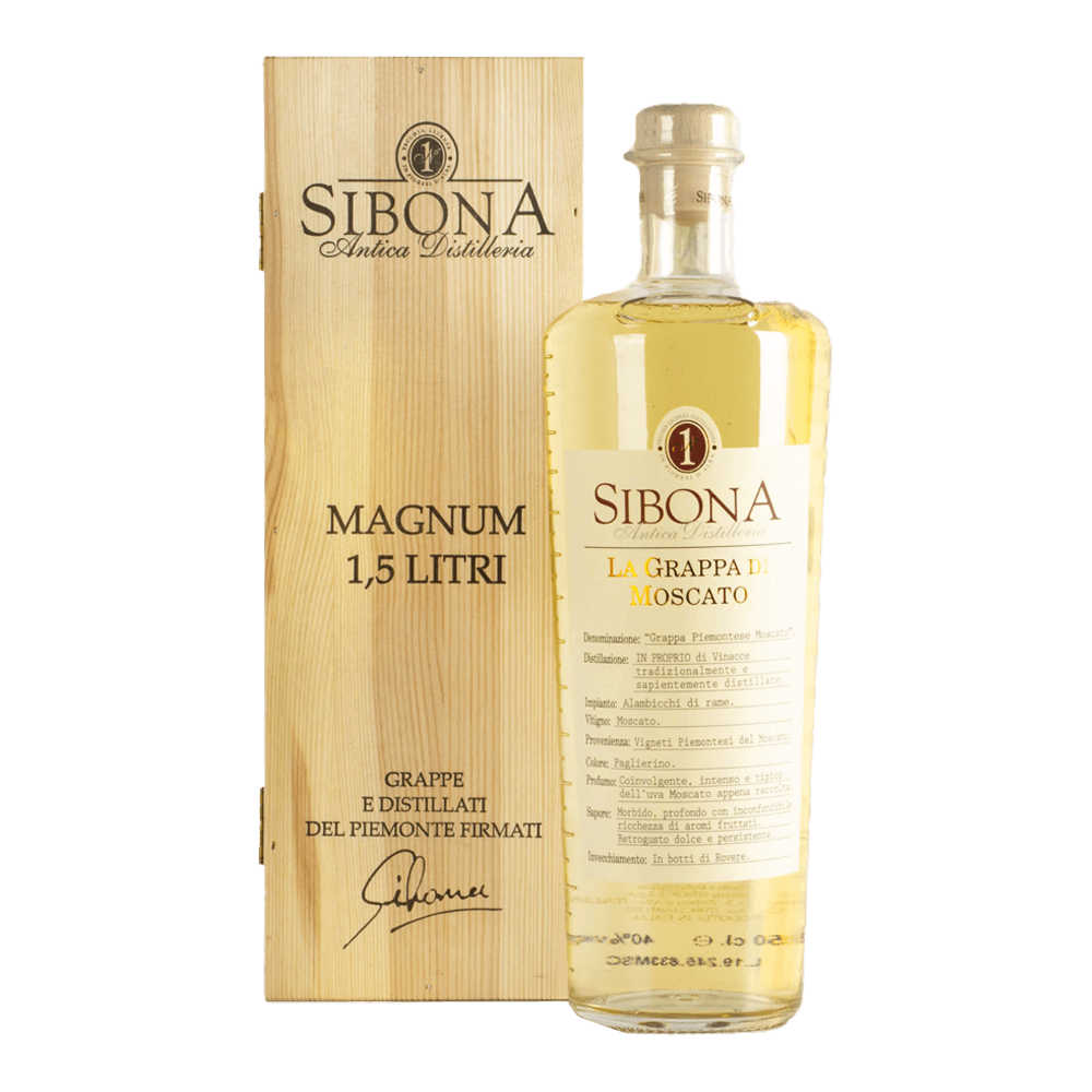 GRAPPA SIBONA MOSCATO 1.5LT MAGNUM (CASSA LEGNO)