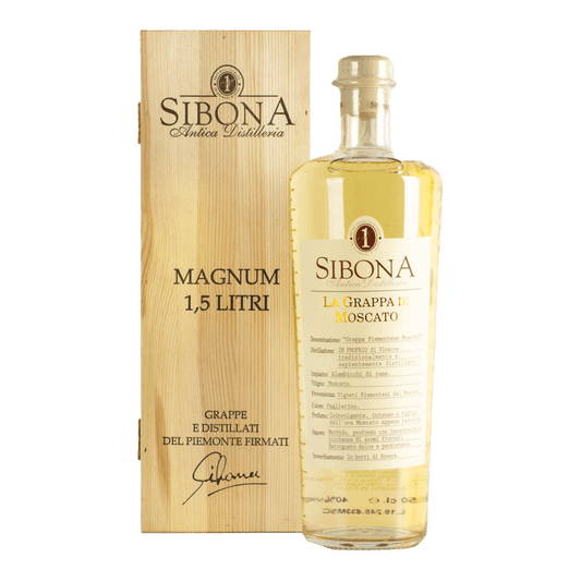 GRAPPA SIBONA MOSCATO 1.5LT MAGNUM (CASSA LEGNO)