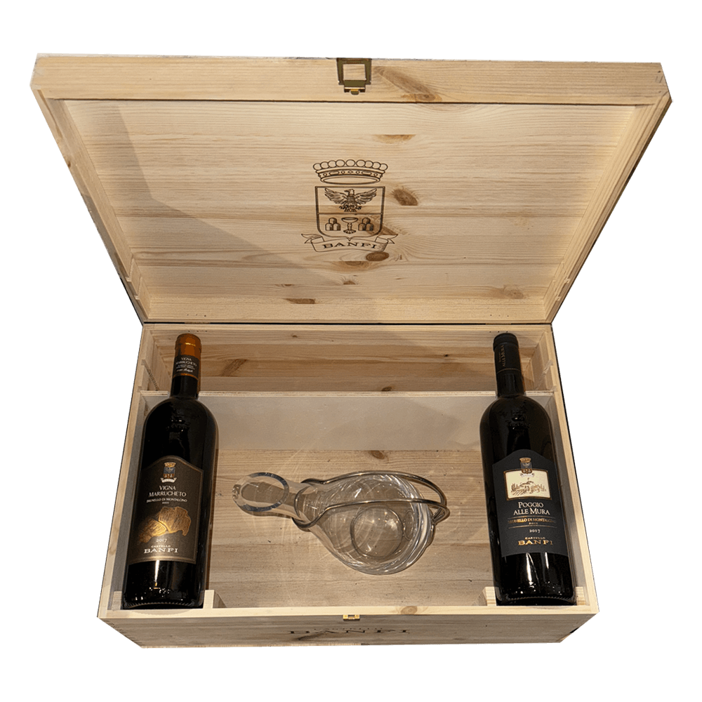 CASSA BANFI BRUNELLO VIGNA MARRUCHETO + POGGIO ALLE MURA + DECANTER