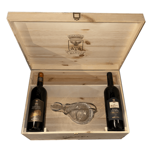 CASSA BANFI BRUNELLO VIGNA MARRUCHETO + POGGIO ALLE MURA + DECANTER